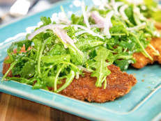 Chicken Milanese with Escarole Salad and Pickled Red Onions Recipe