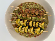 Grilled Zucchini Salad With Lemon Herb Vinaigrette And Shaved Romano And Toasted Pine Nuts Recipe Bobby Flay