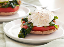 Kale and Tomato Eggs Benedict