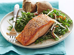 Pan-Seared Salmon with Kale and Apple Salad