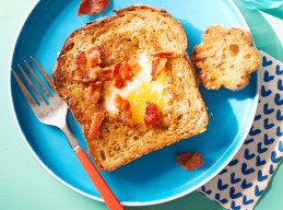 Cheesy Eggs-in-the-Hole with Bacon