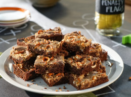 Peanut Butter Brownies with Salted Pretzels