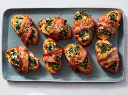 Bacon-Wrapped Spinach Dip Crostini
