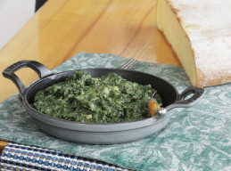 Creamed Spinach with Pickled Onions and Raclette Cheese 