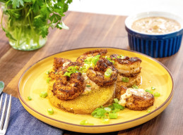 Fried Green Tomatoes with Blackened Shrimp 