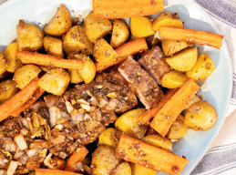 Sheet Pan Roasted Garlic-Balsamic Pork Tenderloin with Potatoes and Carrots