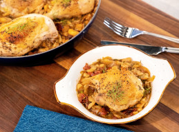 One-Pan Roast Chicken with Sun-Dried Tomatoes, Fennel and White Beans