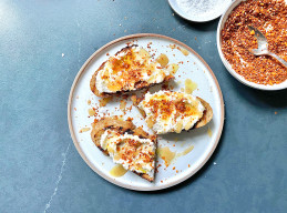 Ricotta Toasts with Walnut Dukkah, Olive Oil and Honey