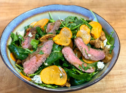 Steak and Persimmon Salad with Honey Balsamic Vinaigrette