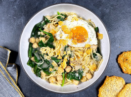 Beans-and-Greens Pasta with Fried Eggs (Sponsored)