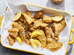 Catfish Fingers and Butter Bean Salad with Hot Sauce Vinaigrette 