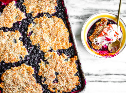 Red, White and Blue Sheet Pan Cobbler