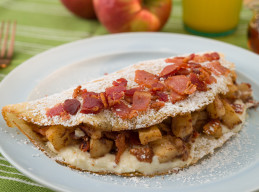 Apple Bacon Crepes with Maple Cream Cheese Frosting