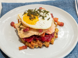 The Kitchen Thanksgiving Live: Stuffing Waffle Open-Faced Leftover Turkey Sandwich