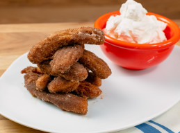 Pumpkin Spice Latte Churros with Tangy Whipped Cream