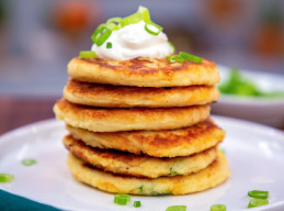 Cheesy Leftover Mashed Potato Pancakes