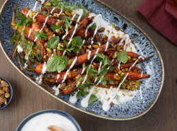 Charred Maple Carrots and Sumac Yogurt