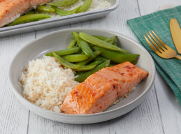 Sweet Chili-Glazed Salmon with Sugar Snaps and Rice