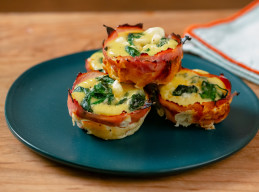 Spinach and Goat Cheese Frittata Ham Cups