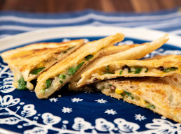 One-Pan Parmesan-Crusted Vegetable Quesadillas