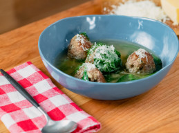 Toasted Pasta and Meatballs in Parmesan Brodo 