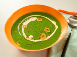 Bright Green Soup with Quick Homemade Garlic-Chili Oil 
