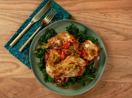 Pickled Pepper Chicken Saltimbocca with Wilted Greens 