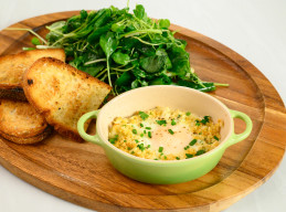 Eggs en Cocotte with Crab 