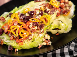 Not-Classic Wedge with Pickled Pepper Olive Relish and Blue Cheese 