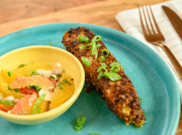Pistachio-Crusted White Fish with Winter Citrus Salsa