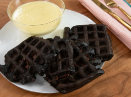 Chocolate Waffles with Crème Anglaise
