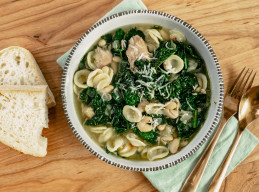 Brothy Orecchiette with White Beans, Tuna and Kale