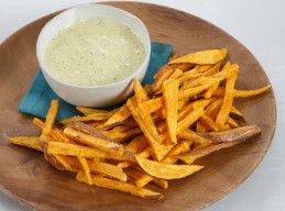 Sweet Potato Fries with Roasted Poblano Mayo 