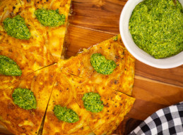 Classic Spanish Tortilla with Roasted Jalapeno Pesto
