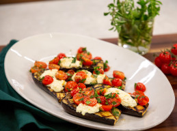 Grilled Baby Eggplants with Fresh Ricotta and Cherry Tomato Relish