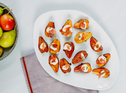 Pears with Black Pepper Goat Cheese and Crispy Prosciutto Paired with Francis Ford Coppola Winery Sofia Rosé