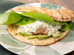 Grilled Turkey Burgers with Tzatziki and Feta