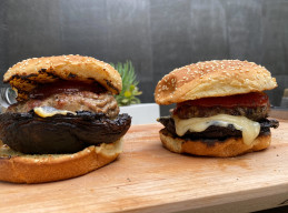 Portobello Mushroom and Swiss Turkey Burgers