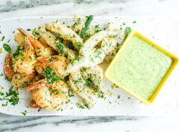Tempura-Fried Green Beans and Shrimp