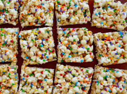 Rainbow Confetti Marshmallow Popcorn Treats