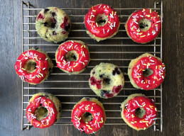 Citrus-Berry Baked Doughnuts with Pink Glaze
