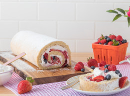 Coconut and Berry Cream Roll