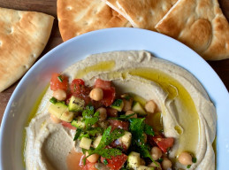 Roasted Eggplant Dip with Marinated Summer Vegetables