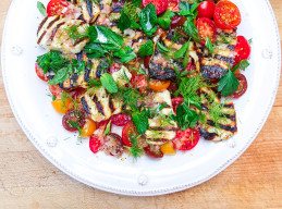 Charred Halloumi with Fresh Tomatoes and Herbs