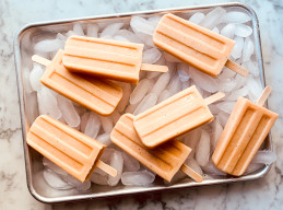 Grilled Cantaloupe Frozen Yogurt Pops