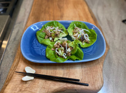 Ground Pork, Water Chestnuts and Crispy Noodle Lettuce Cups