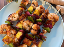 Spicy Pineapple-Glazed Shrimp Kebabs