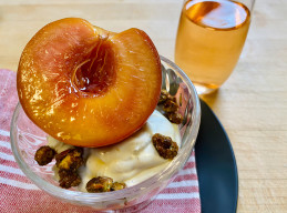 Rose-Poached Peaches with Whipped Mascarpone
