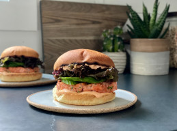 Salmon Burgers with Sriracha-Sesame Mayo