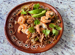 Fideo con Camarones (Seared Shrimp with Fideo) 